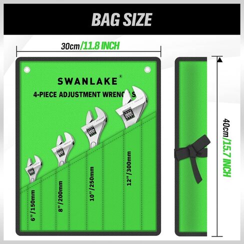 مجموعة مفاتيح ربط قابلة للتعديل مكونة من 4 قطع من SWANLAKE، فولاذ CR-V، مجموعة مفاتيح ربط هلالية (6 بوصة، 8 بوصة، 10 بوصة، 12 بوصة) in Kuwait