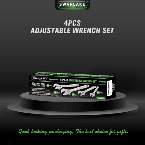 مجموعة مفاتيح ربط قابلة للتعديل مكونة من 4 قطع من SWANLAKE، فولاذ CR-V، مجموعة مفاتيح ربط هلالية (6 بوصة، 8 بوصة، 10 بوصة، 12 بوصة) in Kuwait