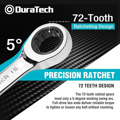 DURATECH 15mm Stubby Ratcheting Combination Wrench, Metric, CR-V Steel in Saudi Arabia