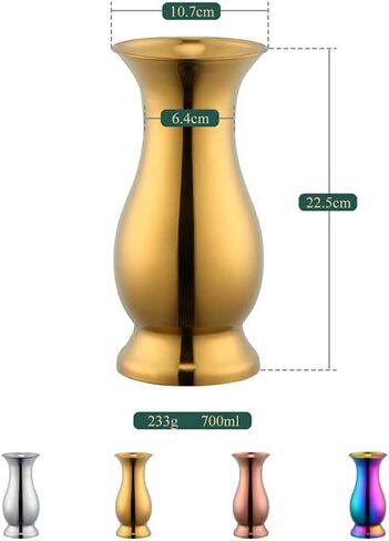 Brilliant Stainless Steel Tabletop Vases/Desktop Stainless Steel Flower Vase for Home 4.2"X 8.8"-Gold in Saudi Arabia