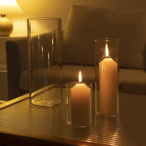 Maxcheck 12 Pcs Cylinder Vases Set 4/8/10 Inch Glass Cylinder Vases Bulk Floating Candles Holders Clear Flower Vases for Centerpieces Wedding Home Decor Party Table in Saudi Arabia