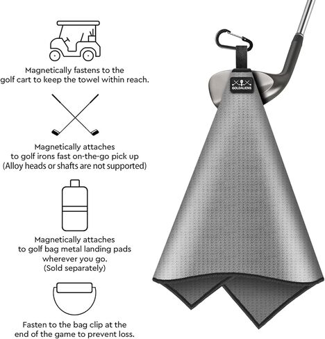 منشفة جولف مغناطيسية للرجال أو النساء مع مشبك، تصميم وافل من الألياف الدقيقة المطبوعة، مغناطيس فائق متصل بمنصات الهبوط المعدنية لعربة الجولف والنادي والحقيبة، ملحقات هدايا نظيفة للاعبي الجولف in Kuwait