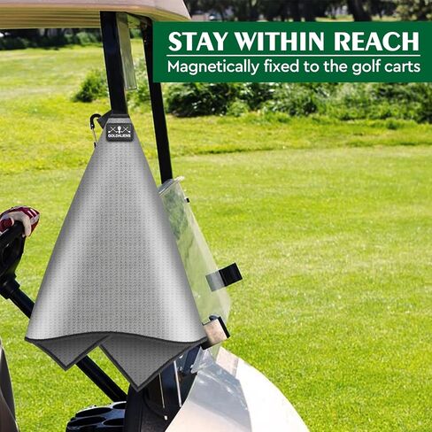 منشفة جولف مغناطيسية للرجال أو النساء مع مشبك، تصميم وافل من الألياف الدقيقة المطبوعة، مغناطيس فائق متصل بمنصات الهبوط المعدنية لعربة الجولف والنادي والحقيبة، ملحقات هدايا نظيفة للاعبي الجولف in Kuwait