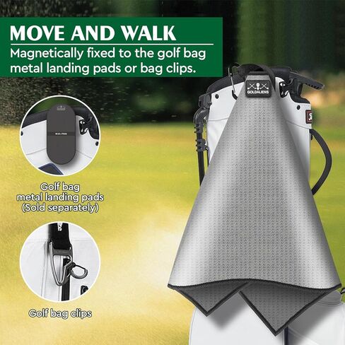 منشفة جولف مغناطيسية للرجال أو النساء مع مشبك، تصميم وافل من الألياف الدقيقة المطبوعة، مغناطيس فائق متصل بمنصات الهبوط المعدنية لعربة الجولف والنادي والحقيبة، ملحقات هدايا نظيفة للاعبي الجولف in Kuwait
