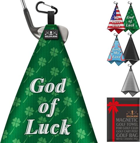 Magnetic Golf Towel for Men or Women with Clip,Printed Microfiber Waffle Design,Super Magnet Attached to Metal Landing Pads for Golf Cart, Club and Bag,Clean Gift Accessories for Golfers in Saudi Arabia