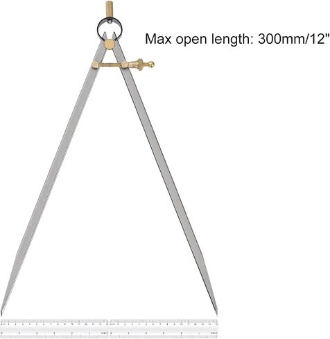Spring Joint Caliper - [12 Inch] Carbon Steel Spring Divider Caliper with Brass Fulcrum for Metalworking Drawing Use, Flat Leg in Saudi Arabia