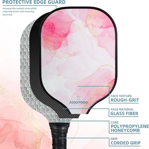 Pickleball Paddles, USAPA Approved Carbon Fiberglass Pickleball Paddle, Polypropylene Honeycomb Core Pickleball Racket Sets with Paddle Cover & Wristband, Pickleball Gifts for Beginners in Saudi Arabia