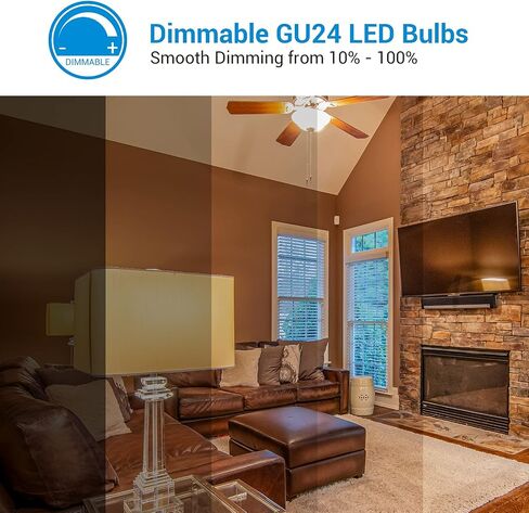 DEWENWILS GU24 LED Light Bulb, 60W Equivalent, Dimmable 2 Prong Light Bulbs, 2700K Warm White, 9W 800 Lumens, A19 Shape Bulbs, GU24 Twist Lock Base, UL Listed, 4 Pack in Saudi Arabia