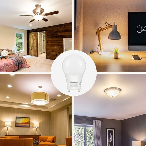 DEWENWILS GU24 LED Light Bulb, 60W Equivalent, Dimmable 2 Prong Light Bulbs, 2700K Warm White, 9W 800 Lumens, A19 Shape Bulbs, GU24 Twist Lock Base, UL Listed, 4 Pack in Saudi Arabia