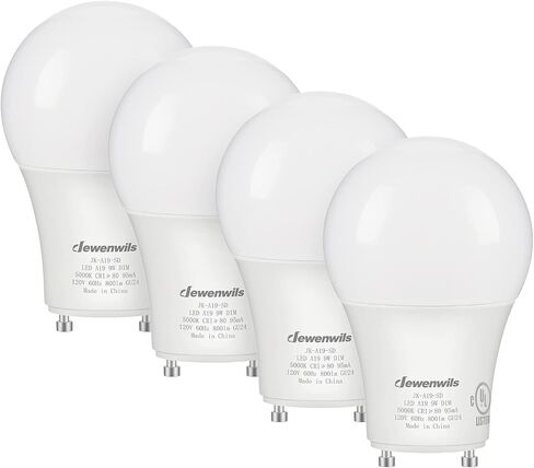 DEWENWILS GU24 LED Light Bulb, 60W Equivalent, Dimmable 2 Prong Light Bulbs, 2700K Warm White, 9W 800 Lumens, A19 Shape Bulbs, GU24 Twist Lock Base, UL Listed, 4 Pack in Saudi Arabia