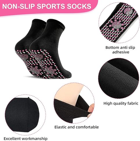 Tourmaline Socks 4 Pairs Non-Slip Socks Yoga Socks Foot Reflection Socks Unisex Non-Slip Socks for Pilates, Yoga, Dance, Trampoline, Fitness in Kuwait