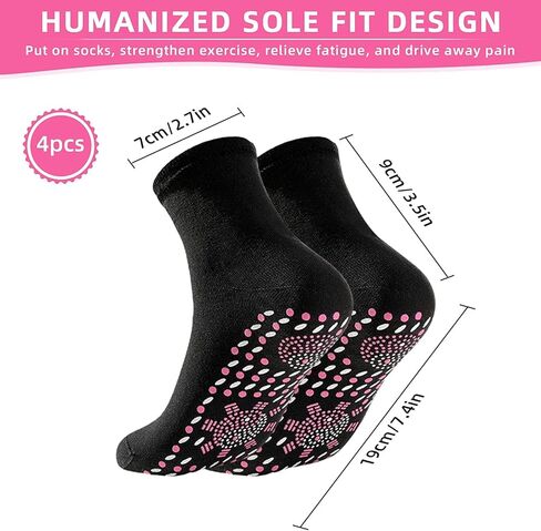 Tourmaline Socks 4 Pairs Non-Slip Socks Yoga Socks Foot Reflection Socks Unisex Non-Slip Socks for Pilates, Yoga, Dance, Trampoline, Fitness in Kuwait