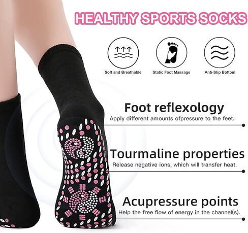 Tourmaline Socks 4 Pairs Non-Slip Socks Yoga Socks Foot Reflection Socks Unisex Non-Slip Socks for Pilates, Yoga, Dance, Trampoline, Fitness in Kuwait