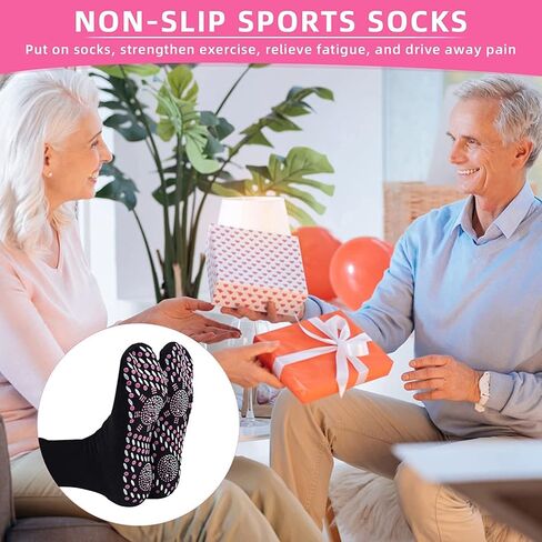 Tourmaline Socks 4 Pairs Non-Slip Socks Yoga Socks Foot Reflection Socks Unisex Non-Slip Socks for Pilates, Yoga, Dance, Trampoline, Fitness in Kuwait