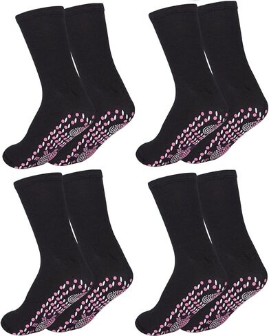 Tourmaline Socks 4 Pairs Non-Slip Socks Yoga Socks Foot Reflection Socks Unisex Non-Slip Socks for Pilates, Yoga, Dance, Trampoline, Fitness in Kuwait