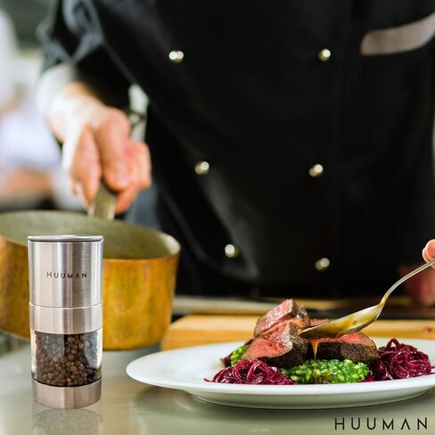 2 Set Manual Salt and Pepper Grinder with Adjustable Coarseness Ceramic Burr, Stainless Steel Refillable Salt and Pepper Grinder for Pink Himalayan Salt, Table Salt, and Black or White Pepper in Saudi Arabia