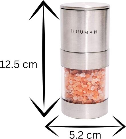 2 Set Manual Salt and Pepper Grinder with Adjustable Coarseness Ceramic Burr, Stainless Steel Refillable Salt and Pepper Grinder for Pink Himalayan Salt, Table Salt, and Black or White Pepper in Saudi Arabia