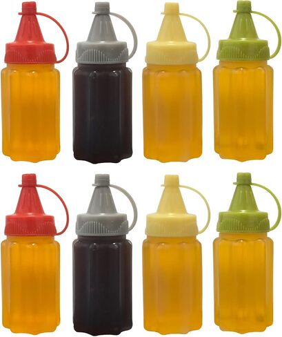8pcs Mini Condiment Squeeze Bottle Syrup/Ketchup/Sauce/Honey/Salad Dressing Container School Lunchbox Dispensers Dipping Containers for Work/School in Saudi Arabia