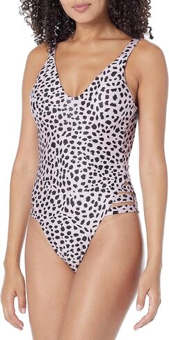 BECCA Women's Standard Rebecca Virtue Print Play High Leg One Piece Swimsuit-Open Back, Cut-Out Sides, Bathing Suits in Saudi Arabia