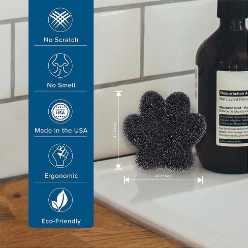 Dual Layered Scrubby Paw - Multi Purpose and Heavy Duty Scour Scrubber - Non Scratch Cleaner Sponge for Household, Kitchen Sink, Dish Washing, Bathroom, Tile, and More - 6 Pack in Saudi Arabia