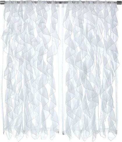 Sweet Home Collection 2 Pack Window Treatment Sheer Cascading Panel Vertical Ruffled Curtains in Many Sizes and Colors, 63 in x 50 in, Burgundy in Kuwait