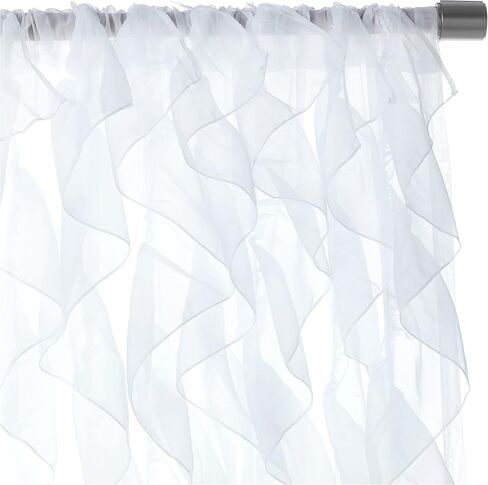 Sweet Home Collection 2 Pack Window Treatment Sheer Cascading Panel Vertical Ruffled Curtains in Many Sizes and Colors, 63 in x 50 in, Burgundy in Kuwait