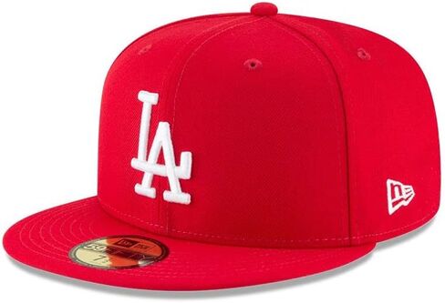 New Era 59Fifty MLB Basic Los Angeles Dodgers Scarlet Red Fitted Headwear Cap (7 1/2) in Saudi Arabia