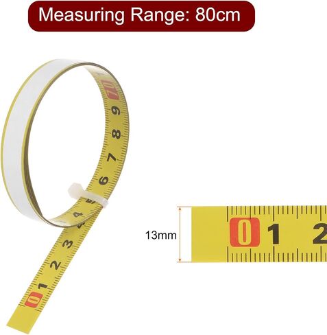 2pcs Self Adhesive Tape Measure 80cm Metric Left to Right Reading Waterproof Wear Resistant Sticky Steel Ruler Tape Backed ruler for Workbench Sewing Saw Drafting Table, Yellow in Saudi Arabia