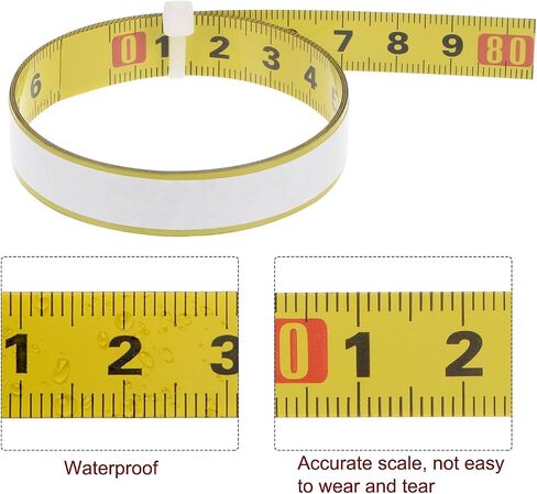2pcs Self Adhesive Tape Measure 80cm Metric Left to Right Reading Waterproof Wear Resistant Sticky Steel Ruler Tape Backed ruler for Workbench Sewing Saw Drafting Table, Yellow in Saudi Arabia