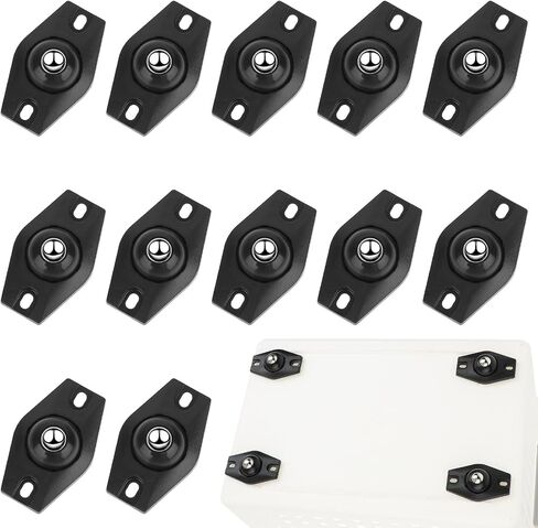 12 PCS Hardware Caster Self Adhesive Mini Swivel Wheels 360° Swivel Roller Wheels with Ball Bearings Mini Universal Wheel for Furniture Kitchen Appliances Trash Mop Bucket Storage Box in Saudi Arabia