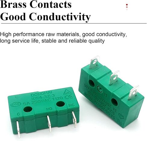 Heyiarbeit 5PCS KW4-3Z-3 Micro Limit Switch SPDT NO NC 3 Terminals Momentary Push Button Actuator Green in Saudi Arabia