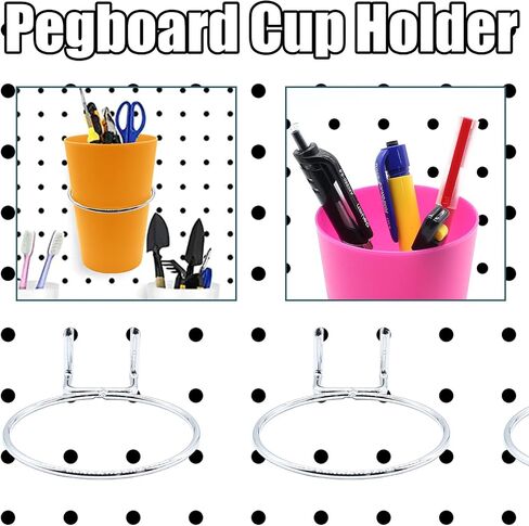 6 Set Pegboard Hooks with Pegboard Cups, Ring Style Pegboard Bins with Rings Pegboard Cup Holder Organizer for Art, Craft Storage (Multi-Colors) in Saudi Arabia