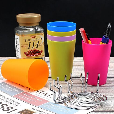 6 Set Pegboard Hooks with Pegboard Cups, Ring Style Pegboard Bins with Rings Pegboard Cup Holder Organizer for Art, Craft Storage (Multi-Colors) in Saudi Arabia