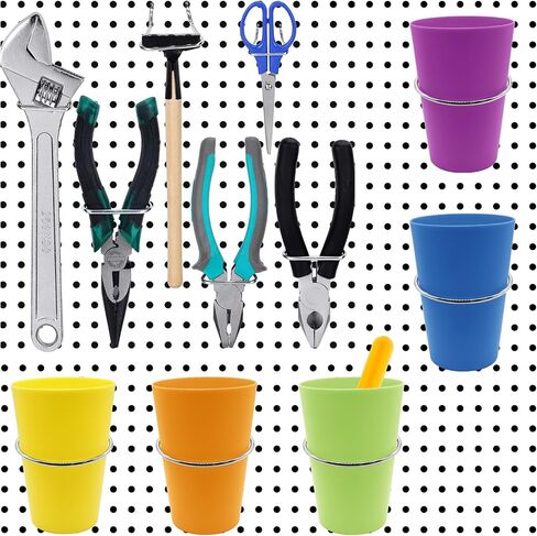6 Set Pegboard Hooks with Pegboard Cups, Ring Style Pegboard Bins with Rings Pegboard Cup Holder Organizer for Art, Craft Storage (Multi-Colors) in Saudi Arabia