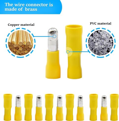 100-pieces Insulated Male/Female Bullet Quick Splice Wire Connector Electrical Crimp Terminal 16-14AWG Blue (ZDL) in Saudi Arabia