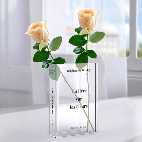 مزهرية زهرة لديكور الغرفة - مزهرية كتاب شفافة من الأكريليك الحديث لديكور المنزل وغرفة المعيشة وطاولة الطعام والمدخل والعباءة والرف والزفاف والحرف المكتبية in Kuwait