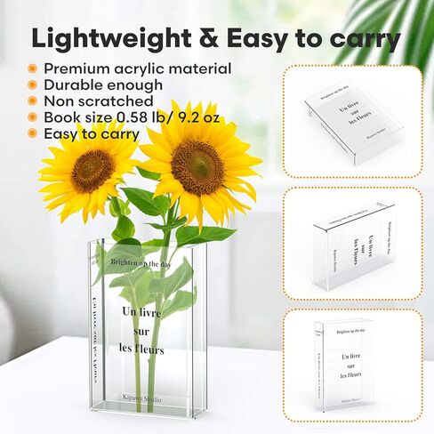 مزهرية زهرة لديكور الغرفة - مزهرية كتاب شفافة من الأكريليك الحديث لديكور المنزل وغرفة المعيشة وطاولة الطعام والمدخل والعباءة والرف والزفاف والحرف المكتبية in Kuwait