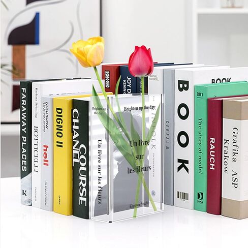 مزهرية زهرة لديكور الغرفة - مزهرية كتاب شفافة من الأكريليك الحديث لديكور المنزل وغرفة المعيشة وطاولة الطعام والمدخل والعباءة والرف والزفاف والحرف المكتبية in Kuwait