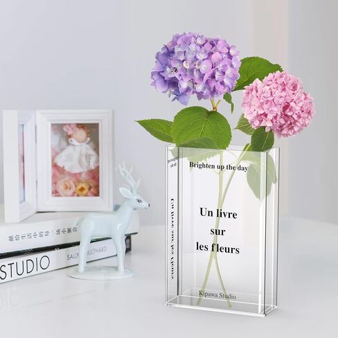 مزهرية زهرة لديكور الغرفة - مزهرية كتاب شفافة من الأكريليك الحديث لديكور المنزل وغرفة المعيشة وطاولة الطعام والمدخل والعباءة والرف والزفاف والحرف المكتبية in Kuwait