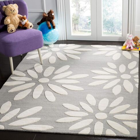 SAFAVIEH Kids Collection Area Rug - 6' x 9', Pink & Ivory, Handmade Daisy Wool, Ideal for High Traffic Areas in Living Room, Bedroom (SFK914P) in Saudi Arabia