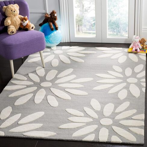 SAFAVIEH Kids Collection Area Rug - 6' x 9', Pink & Ivory, Handmade Daisy Wool, Ideal for High Traffic Areas in Living Room, Bedroom (SFK914P) in Saudi Arabia