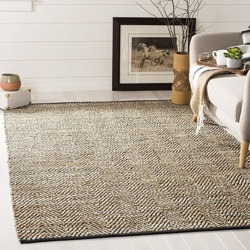 SAFAVIEH Vintage Leather Collection Area Rug - 8' x 10', Beige, Handmade Leather, Ideal for High Traffic Areas in Living Room, Bedroom (VTL103B) in Saudi Arabia