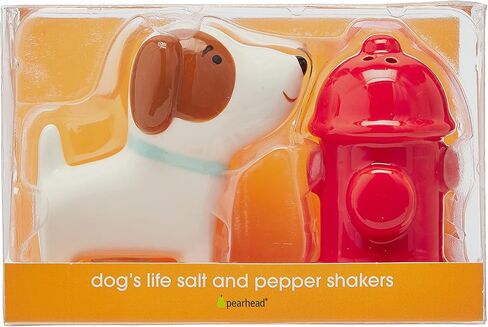 Pearhead Dog’s Life Salt and Pepper Shaker Set, Dog and Fire Hydrant Salt and Pepper Shakers, Home and Kitchen Décor, Unique Salt and Pepper Shaker Set, Dog Lover Kitchen Décor in Saudi Arabia