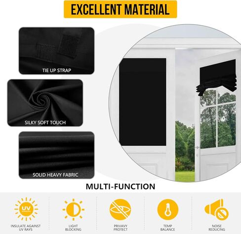 DREAM ART Home Blackout Curtains Doors-French Door Curtains for Small Window, Rod Pocket Short Front Sidelight Curtain, 2 Panel(W26 x L66 inch) in Saudi Arabia