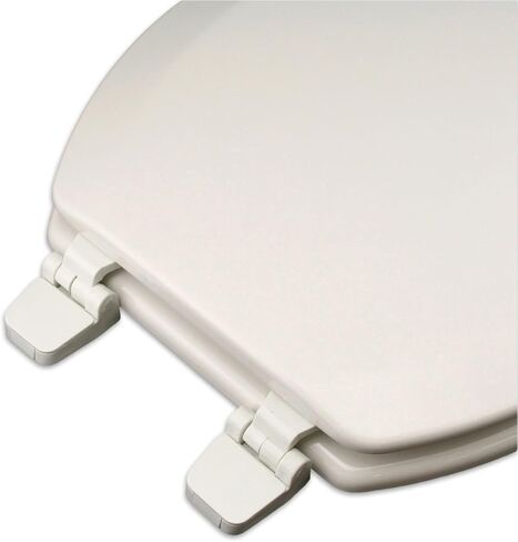 1Q1E4-00 Deluxe OFWC Molded Wood Toilet Seat with Vari-Adjust Lok-Down Hinge and Quik-Lok Mounting Hardware, Elongated, White in Saudi Arabia