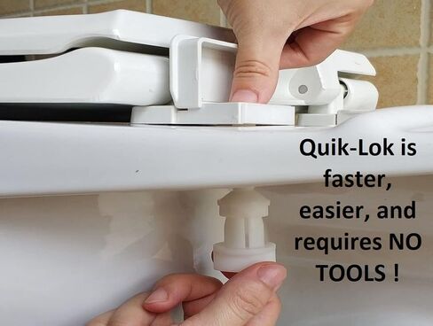 1Q1E4-00 Deluxe OFWC Molded Wood Toilet Seat with Vari-Adjust Lok-Down Hinge and Quik-Lok Mounting Hardware, Elongated, White in Saudi Arabia