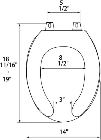1Q1E4-00 Deluxe OFWC Molded Wood Toilet Seat with Vari-Adjust Lok-Down Hinge and Quik-Lok Mounting Hardware, Elongated, White in Saudi Arabia