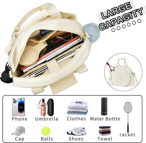 Pickleball Bag, Pickleball Bag for Women, Universal Badminton Tennis Bags Paddle Bag with Shoe Compartment/Fence Hook & Adjustable, Gym Weekender Travel Bag in Saudi Arabia