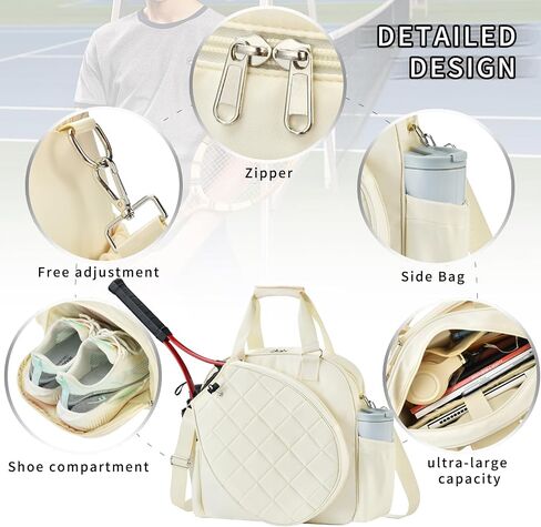 Pickleball Bag, Pickleball Bag for Women, Universal Badminton Tennis Bags Paddle Bag with Shoe Compartment/Fence Hook & Adjustable, Gym Weekender Travel Bag in Saudi Arabia
