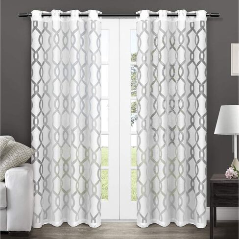 Exclusive Home Curtains EH7958-01 2-84G Rio Burnout Sheer Grommet Top Curtain Panel Pair, 54x84, Winter White, 2 Piece in Saudi Arabia